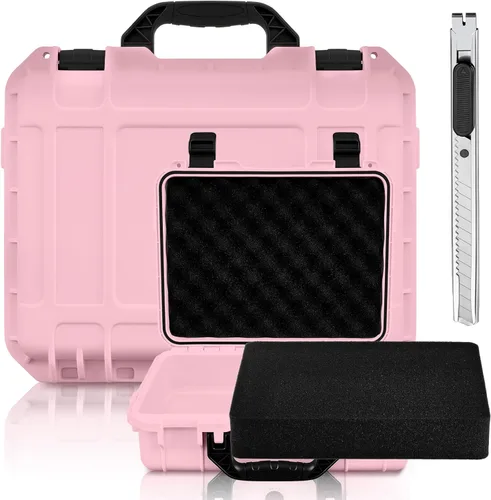 Vista 18 de Relaxweex 1 funda rígida impermeable con inserto de espuma personalizable para bricolaje, funda protectora portátil con cuchillo para cámara, Negro