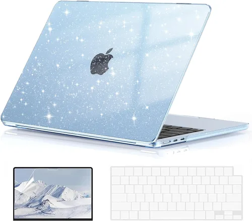 Vista 13 de EooCoo Funda compatible con MacBook Air de 13 pulgadas M5 2026-2022 Release M4 M3 M2 A3449 A3240 A3113 A2681, carcasa rígida con purpurina
