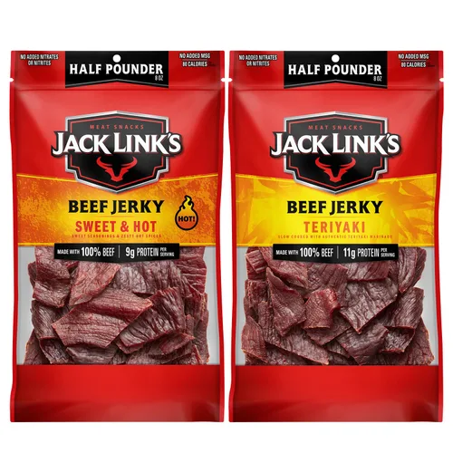 Vista 17 de Jack Link's carne de res Jerky, dulce & caliente, ½ libra, bocadillo de carne sabrosa, 0.32 onzas de proteína y 80 calorías, fabricado con carne