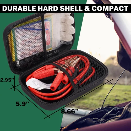 Vista 3 de Kit de emergencia para automóvil con cables de arranque de batería, accesorios de automóvil para hombres o mujeres, kit de emergencia