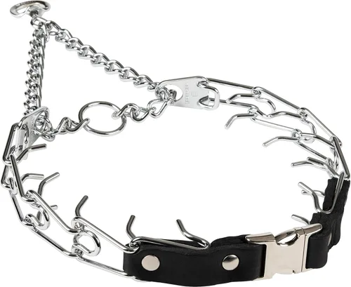 Vista 9 de Herm Sprenger Collar de entrenamiento para perros con liberación rápida en negro, acero inoxidable, sin tirón, collar fácil de cuero con hebilla