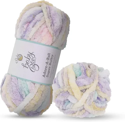 Vista 14 de Baby Bee - Hilo súper voluminoso para tejer y tejer, madeja de hilo suave, 38 yardas de hilo 100% poliéster para tejer mantas, sombreros y más