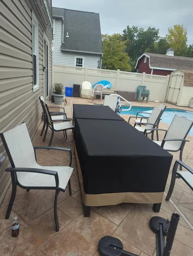 Vista 7 de Cubierta rectangular resistente al agua de 60 pulgadas para fogata de gas de patio al aire libre, 60 pulgadas de largo x 38 pulgadas de ancho x 24