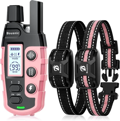 Vista 10 de Bousnic Collar de entrenamiento con choque para perros, para 2 perros (2.3-54.4 kg) - Collar de entrenamiento impermeable de 1005 m (3300 pies)