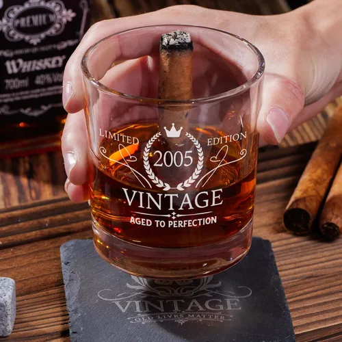 Vista 6 de Regalo de cumpleaños 21 para él, regalos de 21 años para hombres, juego de vasos de whisky - Decoraciones de cumpleaños 21 para cumpleaños