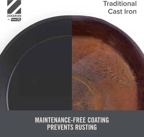 Vista 5 de Zakarian x Dash - Horno holandés doble antiadherente de hierro fundido, olla multiusos para sopa, filetes, verduras y más, antiadherente, apto