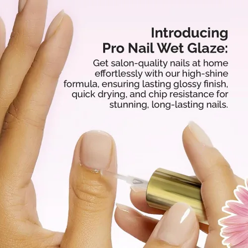 Vista 2 de Pro Nail Wet Glaze - Esmalte de uñas seco transparente Quick Top Coat Tamaño profesional de salón 2.5 oz