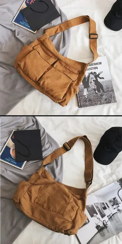 Vista 2 de HUALEYNA Canvas Crossbody Bag for Women Large Messenger Bags Travel Shoulder Bag Multi-pocket