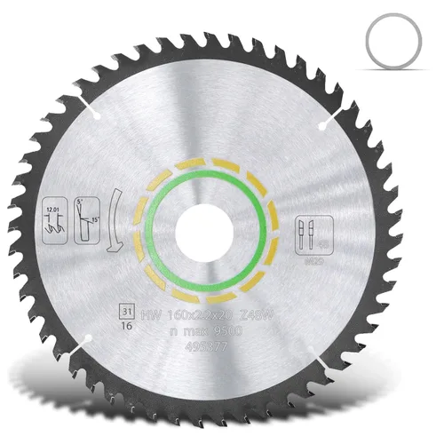 Vista 10 de Hoja de Sierra de Riel de Corte al Hilo Estándar Mejorada 496305 12T de 160mm Compatible con Sierra de Corte por Inmersión FESTOOL TS 55, Compatible