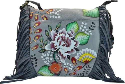 Anna by Anuschka - Bolso de hombro tipo hobo de piel auténtica para mujer, diseño de obra original pintada a mano Jardín del Edén, Grd-garden of
