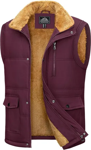MAGCOMSEN Chalecos de abrigo para hombre, con cremallera completa, sin mangas, con forro polar, chaleco acolchado con cuello alto
