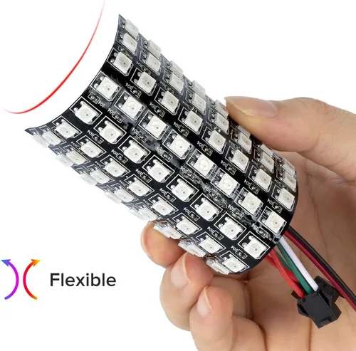 Vista 6 de BTF-LIGHTING Paquete de 2 WS2812B ECO RGB Alambre de Aleación 5050SMD Direccionable Individual 8X8 256 Píxeles Panel de Matriz LED FPCB Flexible