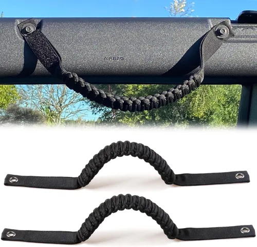 Vista 31 de Asas de Agarre para Barra Antivuelco para Ford Bronco 2021 2022 2023 2024 2025 de 2 Puertas 4 Puertas Accesorios Mango de Agarre de Paracord, Sin
