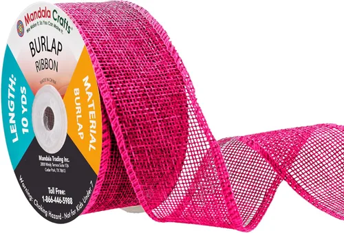Vista 71 de Mandala Crafts Cinta de arpillera rosa con alambre de 1 pulgada de ancho para manualidades, rollo de 10 yardas de cinta rústica de arpillera