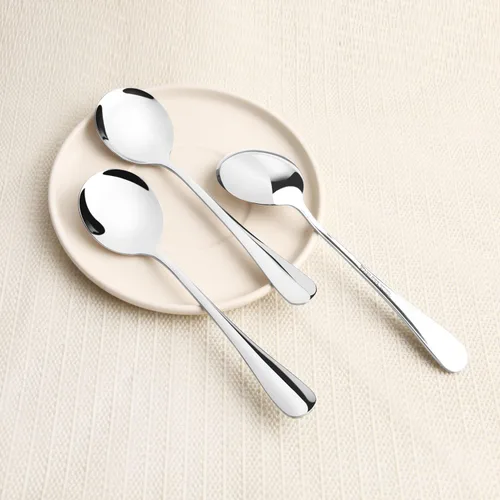 Vista 6 de 6 piezas de cucharas de sopa, cucharas de sopa de acero inoxidable de alta calidad, cubiertos aptos para lavavajillas en color plateado
