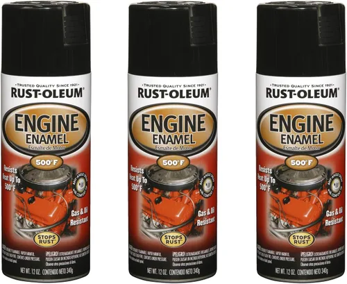 Vista 4 de Rust-Oleum 248932 Pintura en aerosol de esmalte para motor, 12 onzas, negro brillante