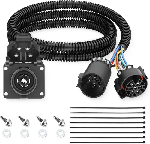 Vista 17 de Nilight Adaptador de remolque de hoja redonda de 4 vías plano a 7 vías, arnés de cableado de 4 pines a 7 pines de conexión eléctrica, conector