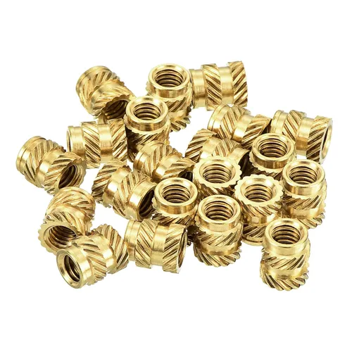 Vista 16 de uxcell Tuercas de inserción moleteadas, 60 piezas M5 x 0.315 in L x 0.276 in OD impresión 3D tuercas de latón roscadas hembra inserciones de latón
