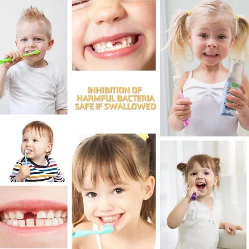 Vista 6 de Pasta de dientes de espuma para niños, pasta de dientes para niños pequeños con bajo contenido de flúor, pasta de dientes para niños en forma de U