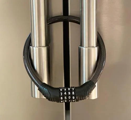 Vista 6 de Urban August Cerradura de nevera original: cerradura de combinación de cables multifuncional, para refrigeradores y gabinetes de puerta francesa