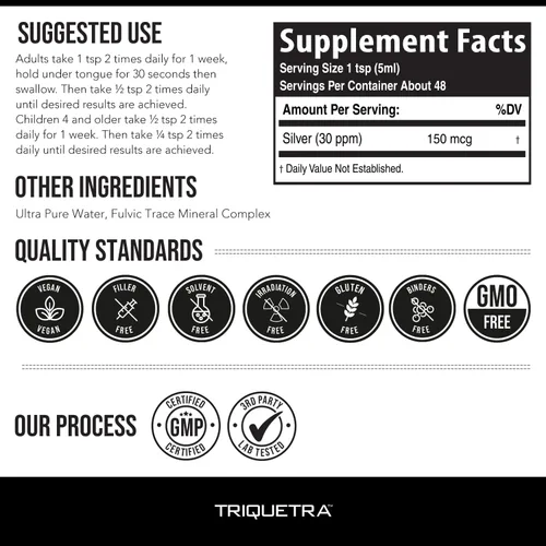 Vista 5 de Plata coloidal bioactiva - 8 oz, botella de vidrio, vegana, dosis seguras con la máxima efectividad - iones nano, 30 PPM - apoyo inmune