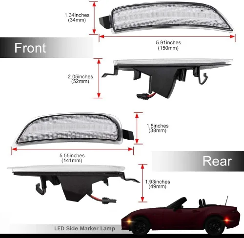 Vista 6 de Lámparas de marcador lateral LED ámbar para Mazdo Miata MX-5 2016-2019