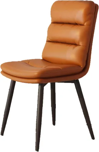 Vista 17 de Upholstered Dining Chairs Set of 4, Leather Kitchen Chair with Metal Legs, Dining Room Kitchen Chair with Back for Brown
