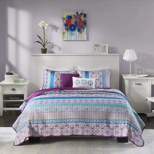 Vista 9 de Intelligent Design Paul - Juego de edredón reversible, diseño moderno de rayas casuales para todas las estaciones, juego de ropa de cama