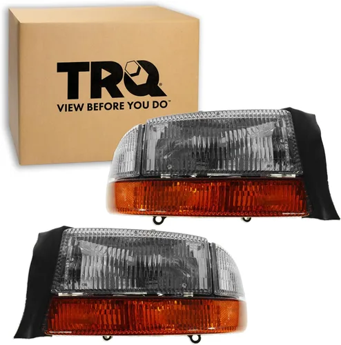 Vista 82 de TRQ Juego de Conjunto de Ensamble de Faros de 2 Piezas de Desempeño Halógeno con Marco Cromado Conductor y Lado del Pasajero Compatible con Mercedes