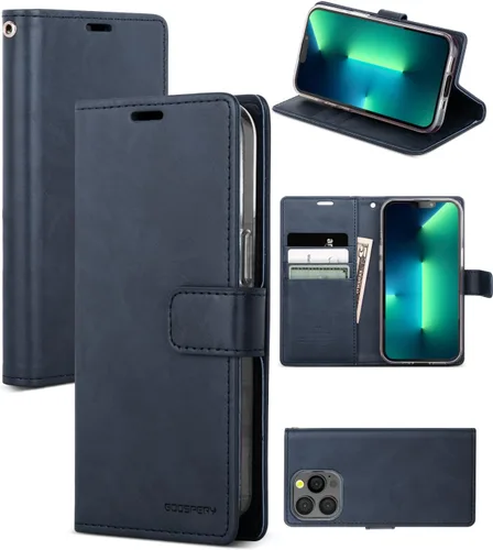 Vista 15 de GOOSPERY Bluemoon - Cartera compatible con iPhone 13 Pro Max, funda de piel sintética de alta calidad, soporte para tarjeta con tapa para teléfono