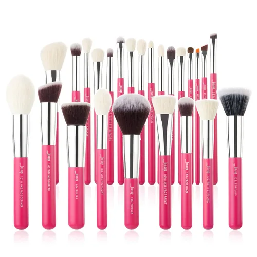 Vista 17 de Jessup Juego de 25 brochas de maquillaje profesional, base, polvo, corrector, sombra de ojos, difuminado, rubor, iluminador, brochas de cerdas