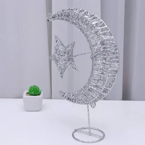 Vista 3 de Mobestech Decoración para árbol de Navidad brillante de hierro forjado luna estrella para decoración del árbol de Navidad