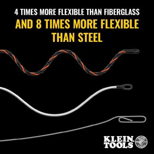 Vista 4 de Klein Tools 50375 Cinta de pescado de 75 pies, poliéster Hi-Flex, solución de tracción de cable eléctrico para flexibilidad y resistencia