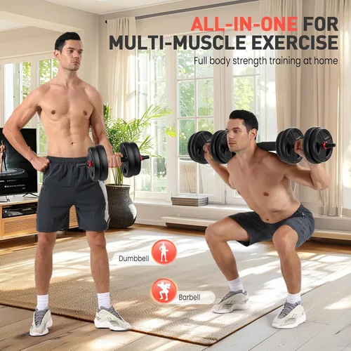 Vista 2 de Juego de mancuernas ajustables, juego de pesas libres de 20/30/40/60/80 libras con conector, diseño 3 en 1 para entrenamiento con mancuernas, pesas