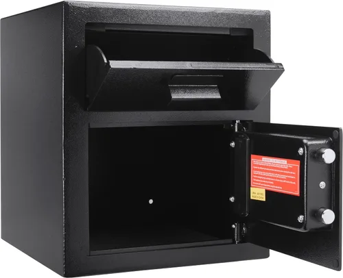 Vista 10 de Barska Caja fuerte digital con ranura para caída, caja de seguridad de acero sólido para efectivo, correo y objetos de valor, acceso con código PIN