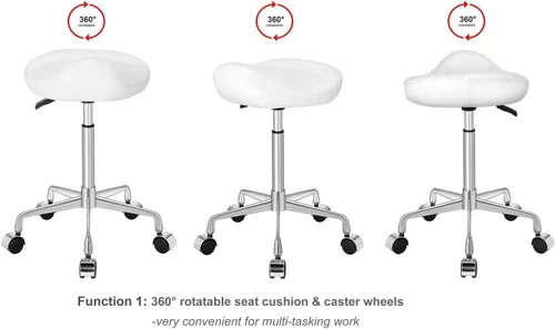Vista 2 de Kaleurrier Taburete ergonómico giratorio con ruedas, elevación neumática hidráulica, altura ajustable, silla ligera para clínica, peluquería