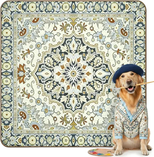 Vista 24 de FXW - Almohadillas lavables para orina de perros con superabsorción, diseñadas para jaulas de 42 pulgadas, 41 × 27 pulgadas rectangulares, boho, 2