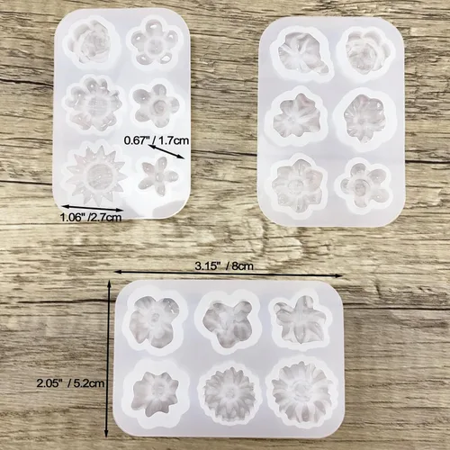 Vista 2 de Moldes de flores de arcilla polimérica – 3 moldes de silicona de margaritas para arcilla polimérica, resina ligera, decoración de pasteles