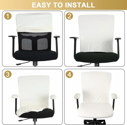 Vista 5 de Tallew 4 fundas para sillas de oficina, fundas universales para sillas de computadora, fundas protectoras elásticas para asiento de silla, fundas