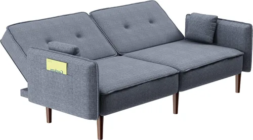 Vista 6 de DHHU Futón convertible, sofá cama moderno con respaldo ajustable, sofá biplaza de 2 asientos para espacios pequeños compactos, apartamento
