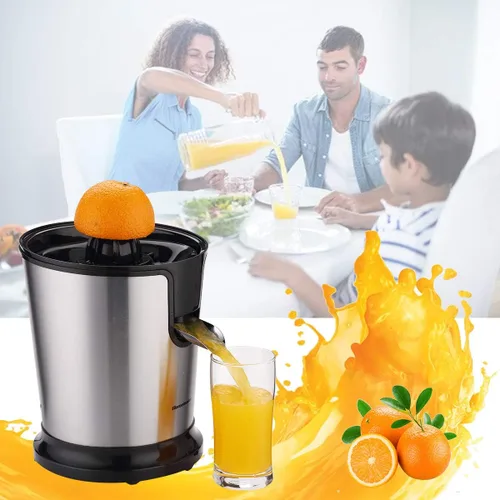 Vista 9 de Homeleader Exprimidor eléctrico de cítricos, exprimidor de limón con acero inoxidable, exprimidor de naranja con dos conos, potente motor