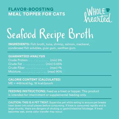 Vista 6 de WholeHearted by Petco - Caldos de comida húmeda para gatos que aumentan el sabor, paquete variado, 1.4 onzas, 12