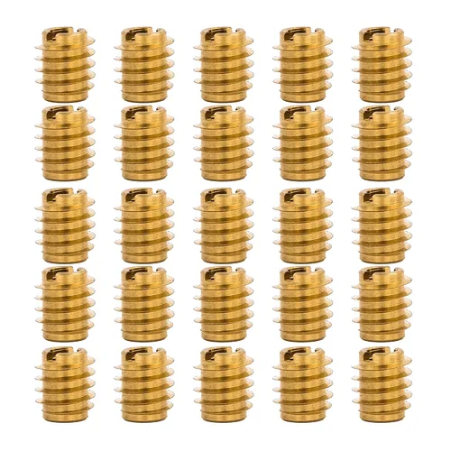 Vista 10 de E-Z LOK Inserto roscado para cuchillo para madera dura, insertos de rosca de latón, 10-24 roscas internas, 0.500 pulgadas de longitud, paquete de 25