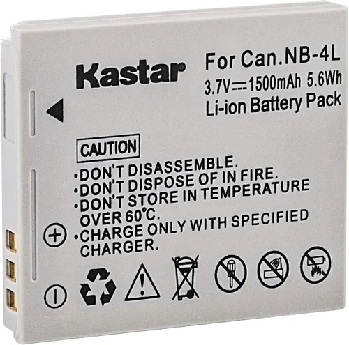 Vista 5 de Kastar Batería (X2) y cargador LCD SLIM para Canon NB-4L y Canon ELPH 100 HS, 300 HS, 310 HS, 330 HS, VIXIA mini, Powershot SD400, SD450, SD600