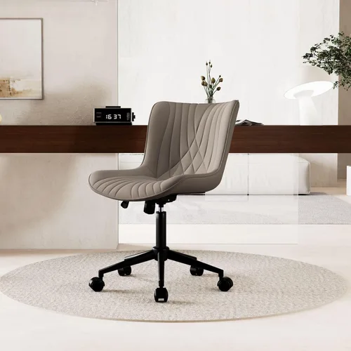 Vista 65 de YOUNIKE Silla de oficina, silla de escritorio sin brazos con ruedas, sillas giratorias ajustables para computadora de oficina en casa, silla