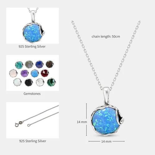 Vista 31 de 925 Sterling Silver Gemstone Necklaces for Women - Birthstone - Silver Pendant Necklaces - Statement Necklace Silver - Everyday Jewelry Silver