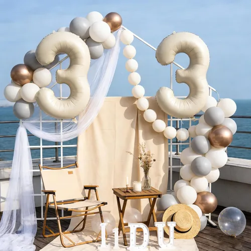 Vista 265 de Globos de 40 pulgadas con números de caramelo, papel de aluminio de helio, globos de látex de Mylar para fiesta de cumpleaños, decoración digital 0