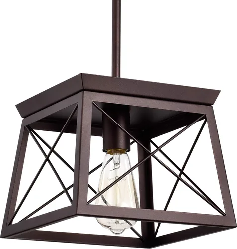 Lámpara colgante de 1 lámpara colgante de techo para casa de campo, interior, cocina, isla, comedor, sala de estar, bar, bronce aceitado