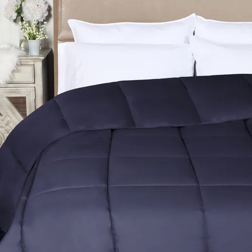 Vista 7 de Superior Edredón sólido de microfibra cepillada, ropa de cama alternativa al plumón, reversible, peso medio, esponjoso, decorativo, relleno de Azul
