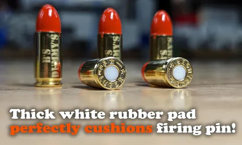 Vista 3 de B's Dry Fire Snap Caps - A.K.A. B's Dummy's - Dummy - Gorras de entrenamiento Luger de 0.354 in (paquete de 5) (latón naranja)